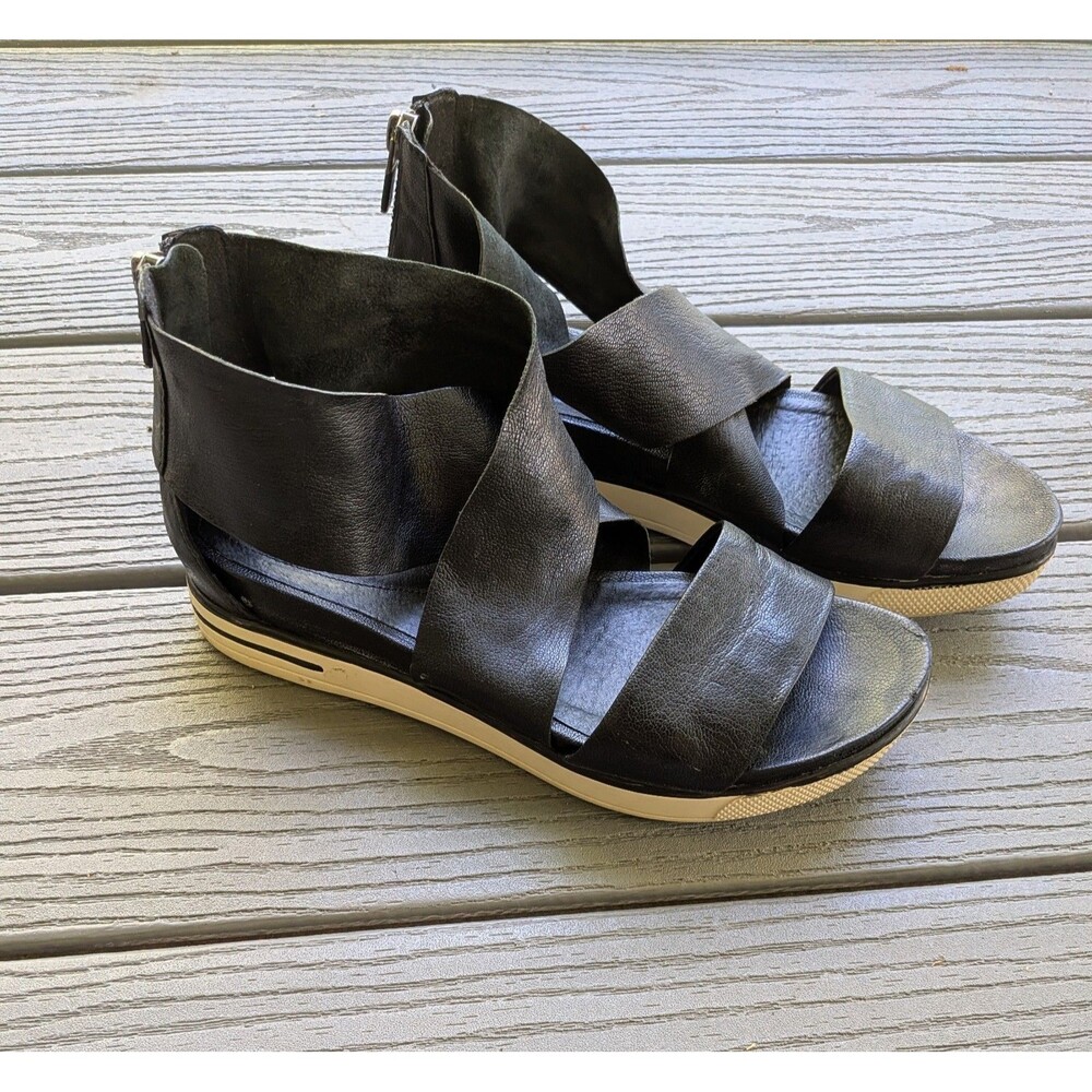 Eileen Fisher Sandals Women's 6 Sport Sneaker Tumbled Leather Wide Strap Shoes